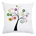 Soft square pillowcase featuring a colorful artistic tree with concentric circle leaves - Minimalist Geometric Ring Tree Style (7)