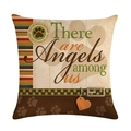 Retro linen pillowcase with Angels among us text and vintage dog paw pattern - Angels Among Us Quote Style (2)