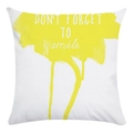 Kissenbezug in Weiß mit gelbem Klecks und Spruch Don't Forget to Smile - Forget to Smile Gelb Stil (4)