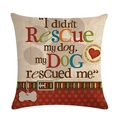 Vintage style linen cushion cover with dog theme typography and decorative belt detail - Dog Bone and Belt Decor Style (4)