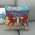 Federa in lino stile spiaggia con testo SEAS THE DAY e sedie a sdraio rosse - Stile Sedia a Sdraio Rossa SEAS The Day (5)