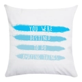 White square Mother's Day pillowcase with blue watercolor and inspirational text print - Destined Amazing Blue Style (5)
