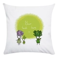 White square pillowcase with cute cartoon cactus illustrations and custom text option - Q-version Succulent Characters Custom (6)