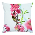 Soft square pillowcase with peach blossoms and green bird print for home decor - Deep Pink Floral Bird Pattern (5) / 18x18 Inch