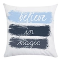 Soft square pillowcase with blue artistic brushstrokes and believe in magic quote - Believe in Magic Blue Tone Style (6)