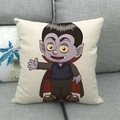 Linnen kussenhoes met cartoon vampierprint op grijze bank voor Halloween-decor - Cartoon Vampier Stijl (4)