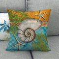 Federa per cuscino decorativa marina con motivo nautilus arancione e stella marina - 45x45 cm / Stella di Mare Nautilus Contrasto (7)