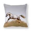 Square pillowcase featuring a running white horse print on thick peach skin fabric - Realistic White Horse Running (18)