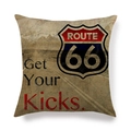 Λινή μαξιλαροθήκη με vintage σήμα Route 66 και κλασική υφή χάρτη στο υπόβαθρο - Νοσταλγική Προοπτική Χάρτη (4)