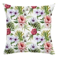 Tropical floral print pillowcase featuring hibiscus flowers and monstera leaves - 18x18 Inch / Tropical Jungle Pink Hibiscus (5)