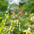 Handmade copper wire tree of life suncatcher with red and green natural stones - Bait for the Willing