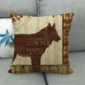 Linnen kussensloop met wolf silhouet en vintage herfst esdoornbladeren decoratie - Noord-Amerika Wolf Kunst Stijl (3)
