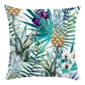 Soft square pillowcase with tropical pattern featuring pineapples and orchid flowers - 18x18 Inch / Pineapple Purple Orchid Tropical Plants (7)
