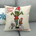 Kissenbezug aus Leinen mit lustiger Zombie-Eule und weihnachtlichem Mützen-Motiv - Zombie und Eule Muster (3)