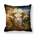Detaillierter Widder-Kissenbezug mit goldenem Sternzeichen-Symbol und Galaxie-Druckdesign - 45x45cm / Widder (6)