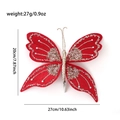 Farfalla decorativa natalizia rossa da 27cm con glitter dorati e clip di fissaggio - Rosso