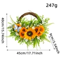 Couronne de tournesols de récolte avec fougères et papillon bleu, diamètre de 45cm - Couronne de Tournesols et Verdure