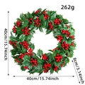 Artificial Christmas wreath with holly leaves and red berries, 40cm outer diameter - Green Leaf Red Fruit Wreath (H2-49)