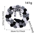 Ghirlanda di Halloween con rose bianche e nere, corvo e fiocco a ragnatela da 35 cm - Ghirlanda di Rose Bianche e Nere