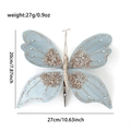 Farfalla decorativa azzurra natalizia con paillettes e clip per albero di Natale - Farfalla Artificiale Con Clip / Blu