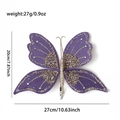 Purple glitter butterfly ornament with sequins, gold beads, and silver clip for decor - Artificial Butterfly With Clip / Purple