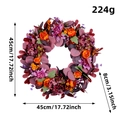 Artificial autumn wreath with orange roses and purple dahlias, 45cm harvest decoration - Purple Leaf Hydrangea Wreath