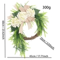 Faux white hydrangea wreath with green fern leaves and linen bow, 60cm farmhouse door decor - White Hydrangea Wheat Ear (Style B)