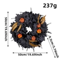 Ghirlanda di Halloween 50cm con foglie di acero nere, zucche arancioni e piume d'oro - Ghirlanda di Zucca E Foglie d'acero Nere