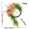 Künstlicher Hortensienkranz mit rosa-orangen Blüten, Juteschleife und 70 cm Maßen - Orange Hortensie Weizenähre