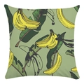 Square throw pillow cover featuring tropical yellow banana and green leaf pattern print - 18x18 Inch / Grass Green Base Banana Plantain Leaf (20)