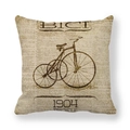 Vintage linen pillowcase with 1904 tricycle print on newspaper background pattern - 1904 Tricycle Style (3) / 45x45cm