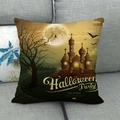 Halloween pillow cover with owl and gothic castle on a grey sofa couch - Gothic Castle Moonlit Night Style (11)