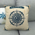 Linen cushion cover with blue nautical compass and Sailor Spirit print on grey sofa - 18x18 Inch / Navy Blue Nautical Quotes Compass Style (11)