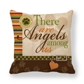 Kissenbezug aus Leinen mit Pfotenabdruck und Spruch „There are Angels among us“ - Engel Unter Uns Stil (3) / 45x45 cm
