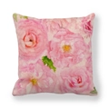 Housse de coussin en lin avec motif floral de roses aquarelles roses artistiques - Style Rose Mensuelle Aquarelle Rose (2)