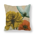 Federa per cuscino in lino vintage con tulipani in fiore e design artistico - 45x45 cm / Stile Tulipano Vintage (2)