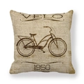 Vintage newspaper print linen pillow case with retro bicycle and VELO 1950 text - 1950 Step-Through Bicycle Style (4) / 45x45cm
