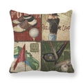 Funda de cojín de lino con tema de golf vintage e ilustración deportiva de cuatro paneles - Zapatos Vintage Y Marcador (4) / 45x45cm