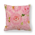 Housse de coussin à motif rose aquarelle en lin texturé pour la décoration - Style Rose Renoncule Rose (4)