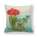 Federa decorativa in lino con illustrazione di cactus e piante grasse ad acquerello - Stile 2