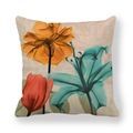 Federa vintage in lino con stampa floreale artistica di tulipani e gigli in colori vivaci - 45x45 cm / Stile Combinazione Di Tulipani E Gigli (4)