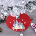 Red Christmas tree skirt with festive gold glitter tree and snowflake patterns - Diameter 43cm / Small Red