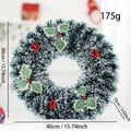 Ghirlanda di Natale con punte bianche e bacche rosse, diametro 40cm per decoro - Ghirlanda Bianca Con Foglie