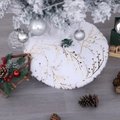 Mini white faux fur Christmas tree skirt with elegant gold berry patterns for festive decor - Golden Branch Style