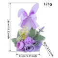 Osterhase Tischdeko in Lila mit Kunstblumen und Schleife, 26cm hohe Frühlingsdekoration - Lavendel-Lila Hase (V1-20)