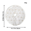 White faux fur Christmas tree skirt with gold star patterns and 40cm diameter size marking - Gold Star Style