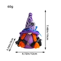 Gnome d'Halloween en peluche avec chapeau araignée violet et tresses oranges - Style Femme