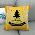 Linen Christmas pillow case with tree silhouette on a grey fabric sofa decor - Gradient Orange Christmas Tree Style (14)
