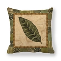 Leinen Kissenbezug mit tropischem Blattdesign und Vintage Kartenmuster Druck - 45x45cm / Bananenblatt-Stil (4)