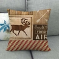 Housse de coussin de Noël en lin avec silhouette d'élan et texte artistique - Élan et Flèches Croisées (Style 1) / 45x45cm